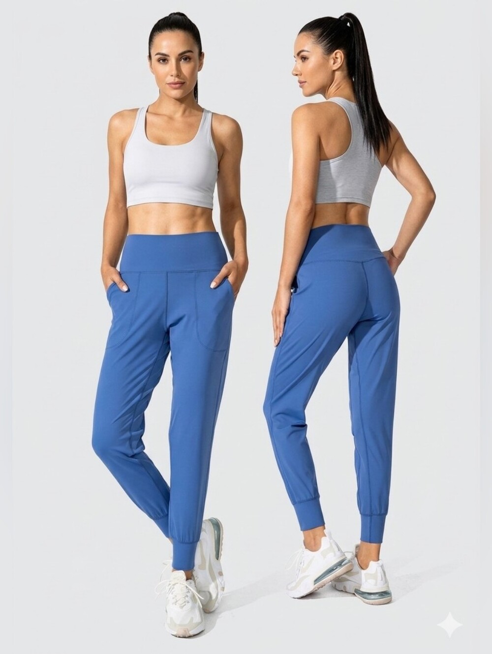 High-Rise Blue Performance Jogger Pants